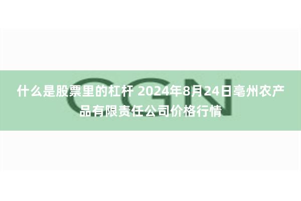 什么是股票里的杠杆 2024年8月24日亳州农产品有限责任公司价格行情